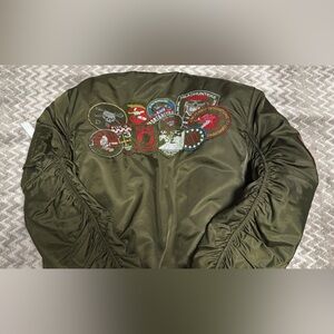 American Olive Bomber Jacket with Patches